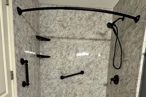 Marble walled shower